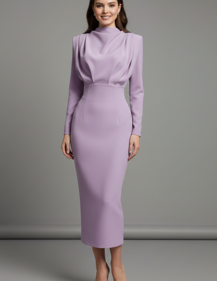 Evangeline Crestmore | Long Sleeve Midi Dress For Women