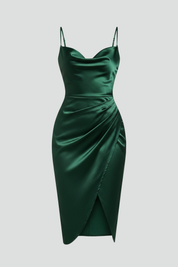Clarissa Vanbrough | Satin Draped Midi Dress For Women