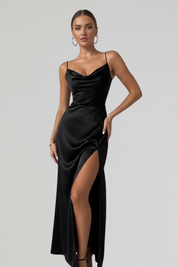 Clarissa Vanbrough | Satin Draped Midi Dress For Women