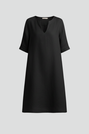 Eleanor Voss | Black V-Neck Midi Dress For Women