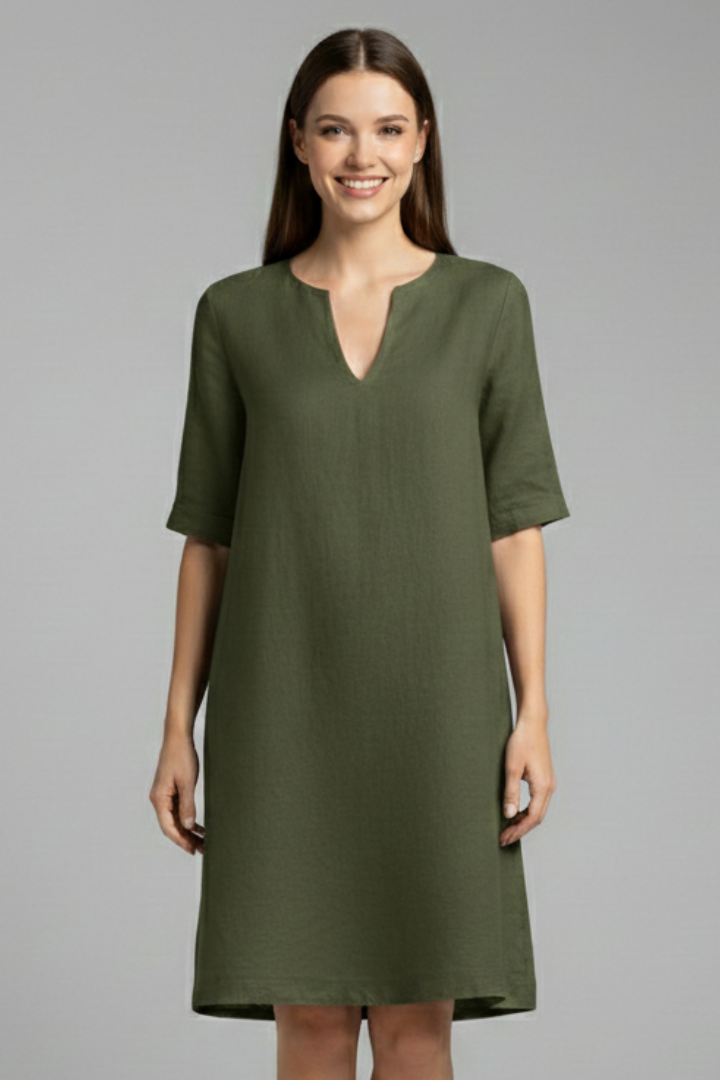 Eleanor Voss | Black V-Neck Midi Dress For Women