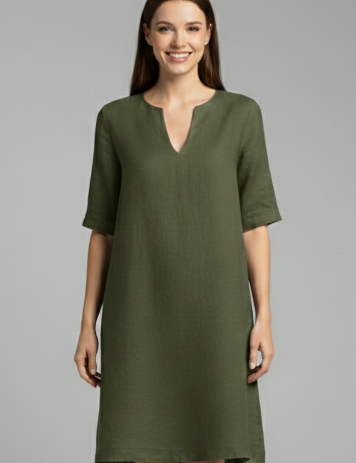 Eleanor Voss | Black V-Neck Midi Dress For Women