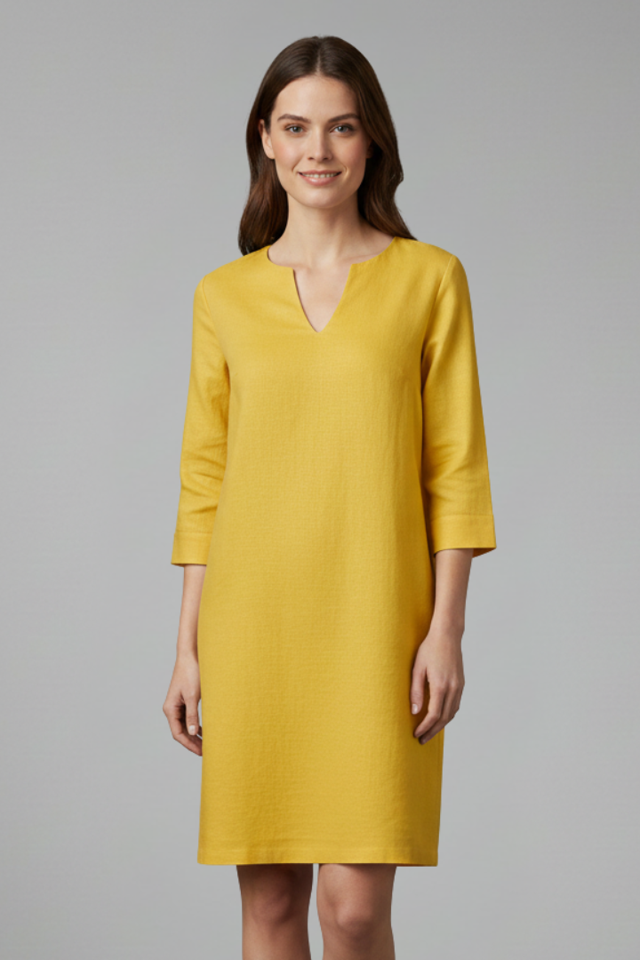 Eleanor Voss | Black V-Neck Midi Dress For Women