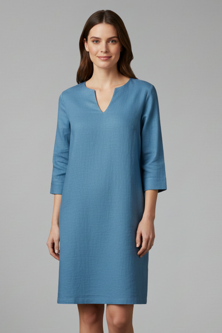 Eleanor Voss | Black V-Neck Midi Dress For Women