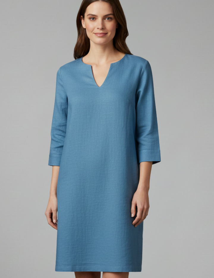 Eleanor Voss | Black V-Neck Midi Dress For Women