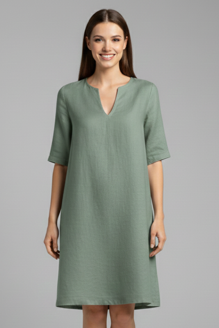 Eleanor Voss | Black V-Neck Midi Dress For Women