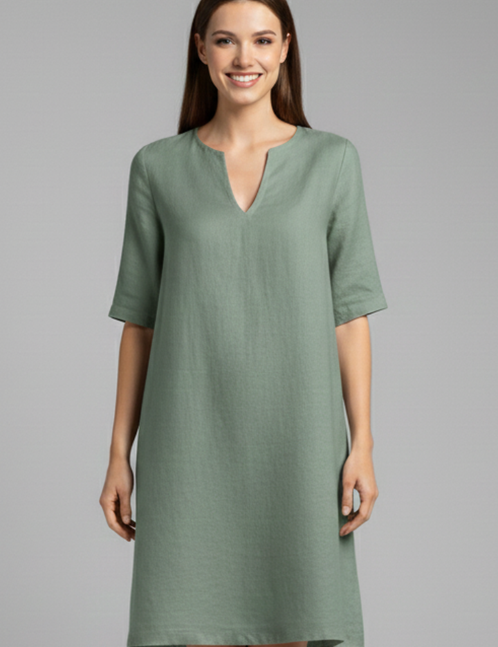 Eleanor Voss | Black V-Neck Midi Dress For Women
