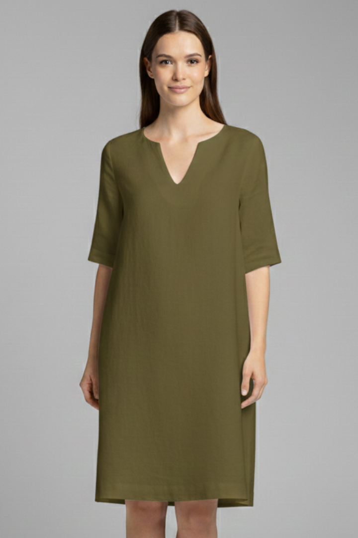 Eleanor Voss | Black V-Neck Midi Dress For Women