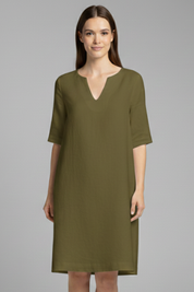 Eleanor Voss | Black V-Neck Midi Dress For Women