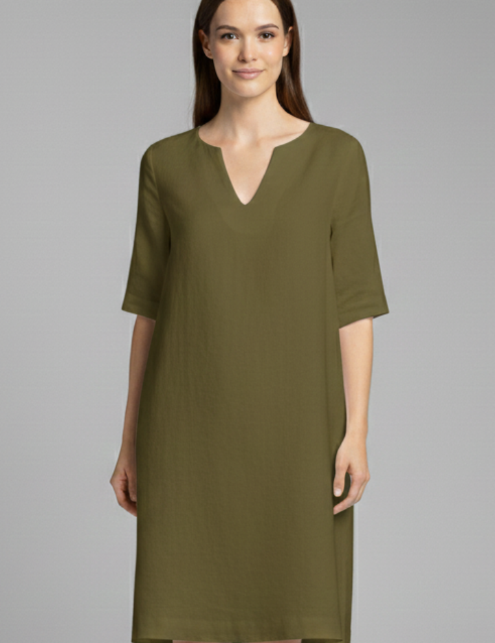 Eleanor Voss | Black V-Neck Midi Dress For Women