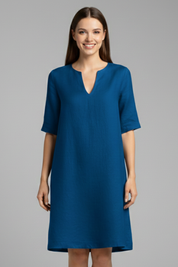 Eleanor Voss | Black V-Neck Midi Dress For Women