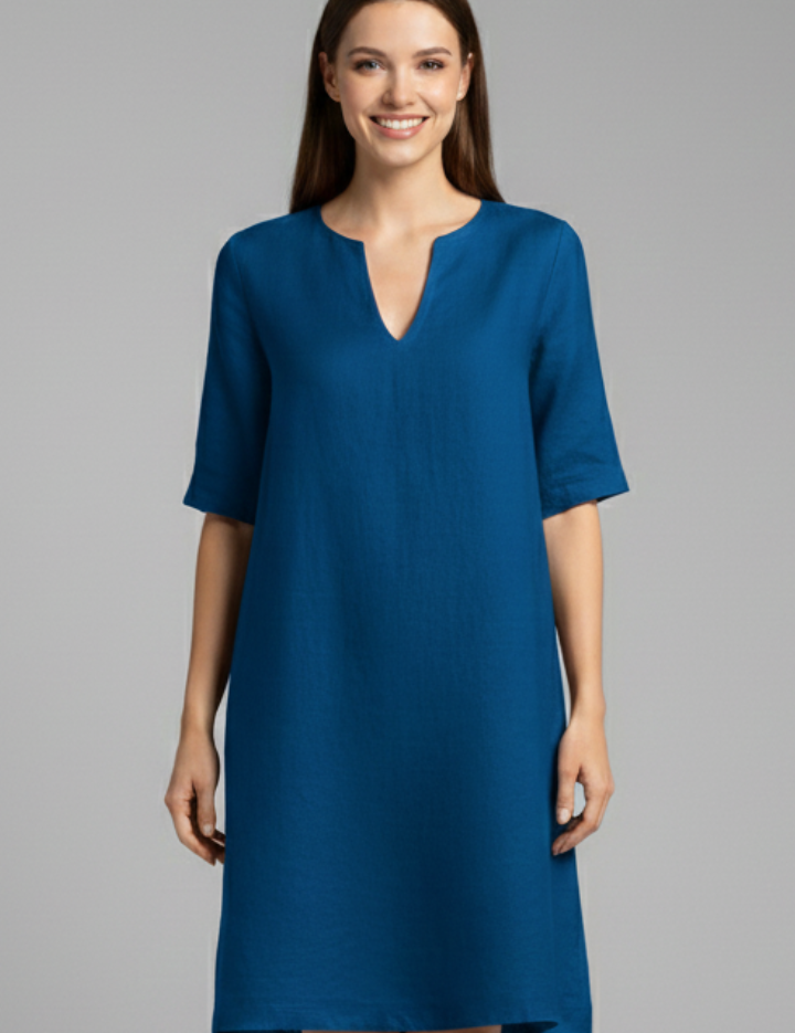 Eleanor Voss | Black V-Neck Midi Dress For Women