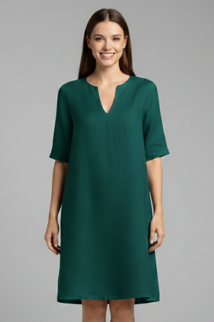 Eleanor Voss | Black V-Neck Midi Dress For Women