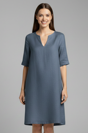 Eleanor Voss | Black V-Neck Midi Dress For Women