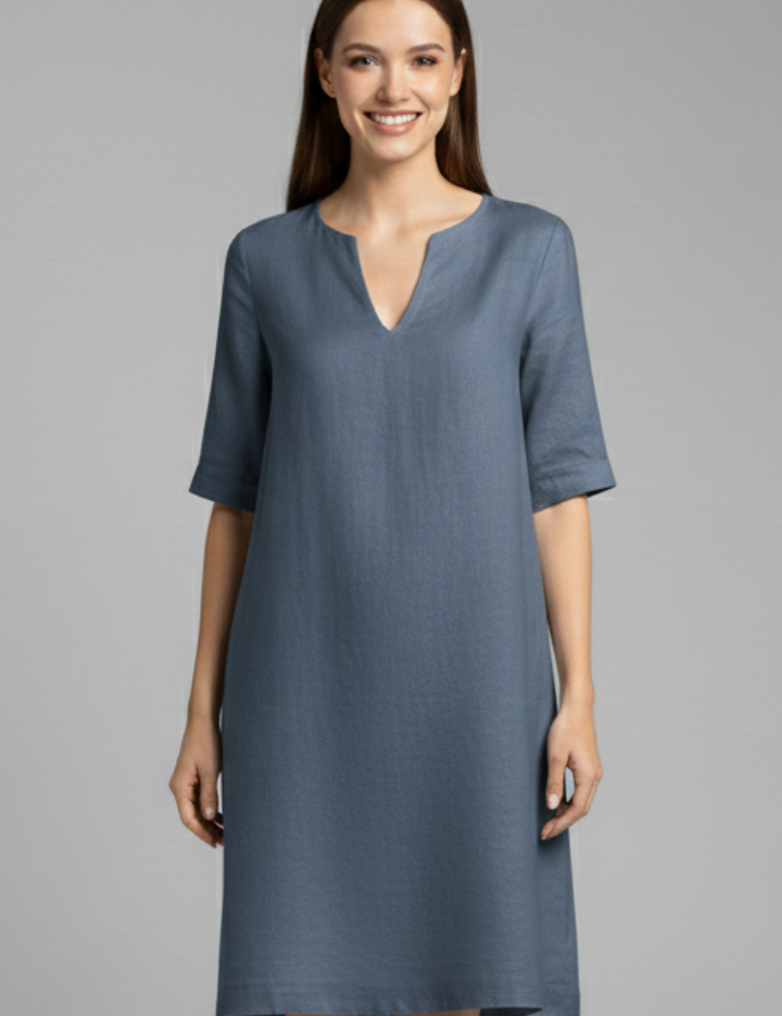 Eleanor Voss | Black V-Neck Midi Dress For Women