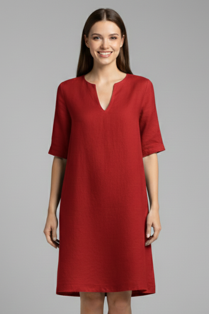 Eleanor Voss | Black V-Neck Midi Dress For Women