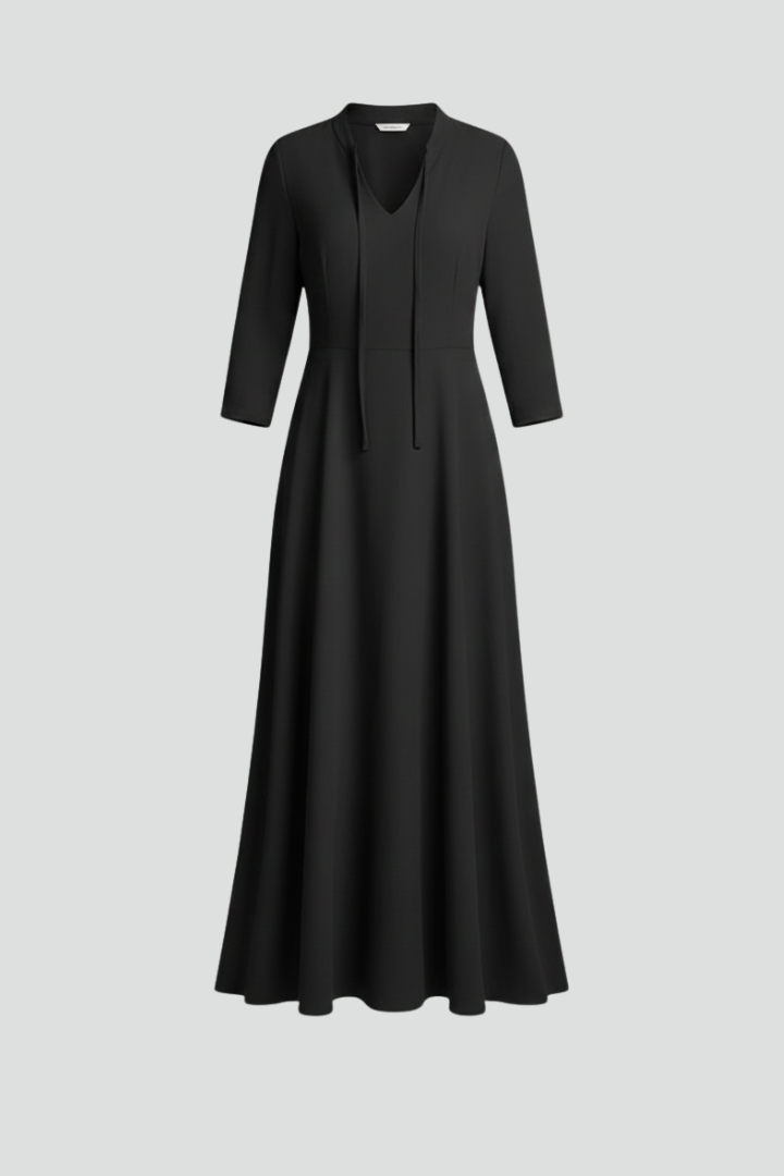 Eleanor Stratford | Elegant Maxi Dress With Tie Neck For Women