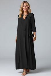 Eleanor Stratford | Elegant Maxi Dress With Tie Neck For Women