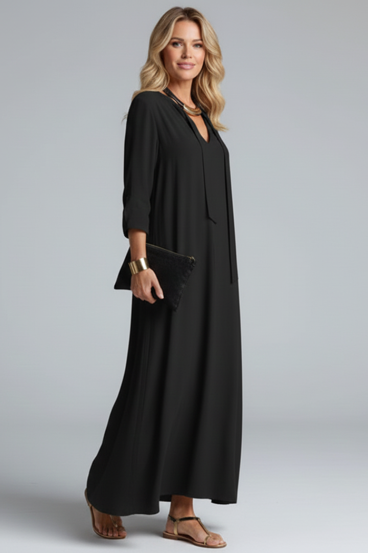 Eleanor Stratford | Elegant Maxi Dress With Tie Neck For Women