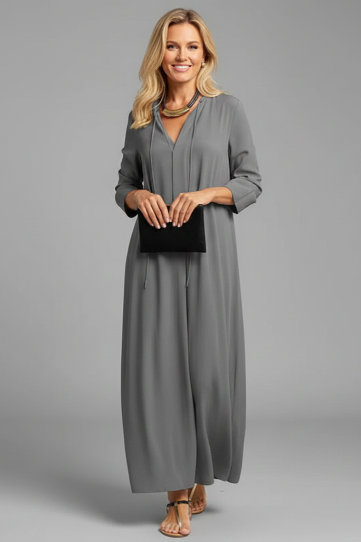 Eleanor Stratford | Elegant Maxi Dress With Tie Neck For Women