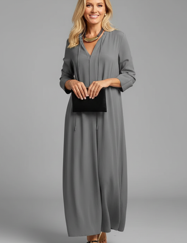 Eleanor Stratford | Elegant Maxi Dress With Tie Neck For Women