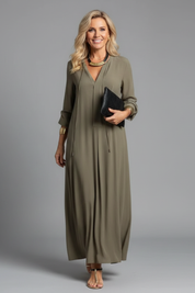Eleanor Stratford | Elegant Maxi Dress With Tie Neck For Women
