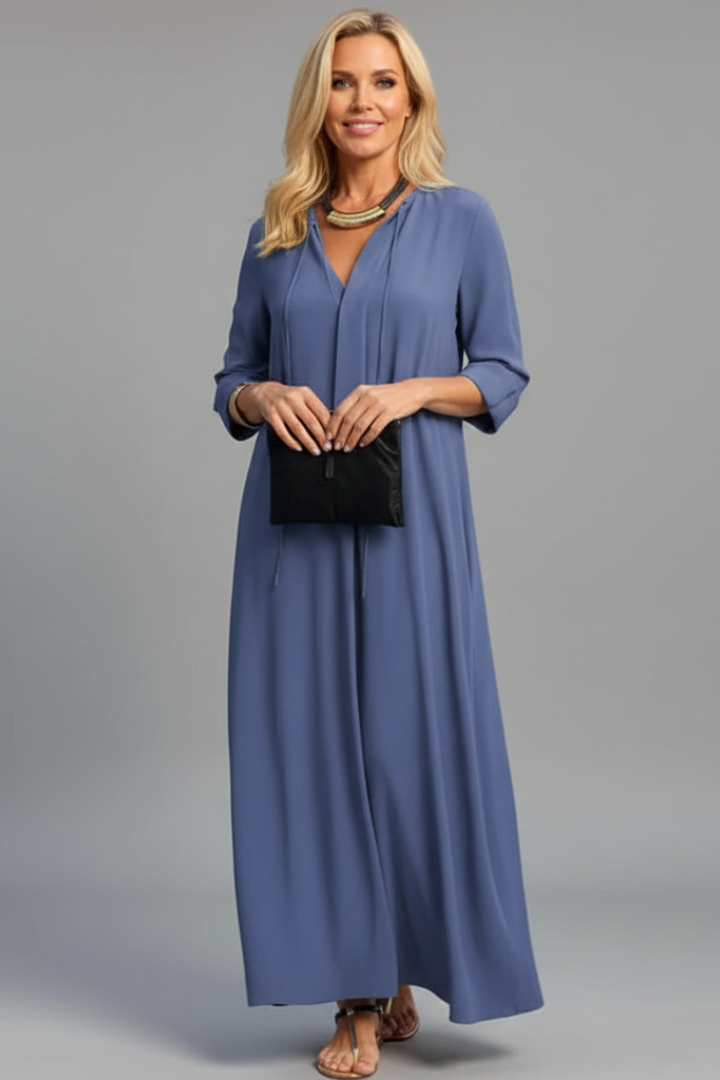Eleanor Stratford | Elegant Maxi Dress With Tie Neck For Women