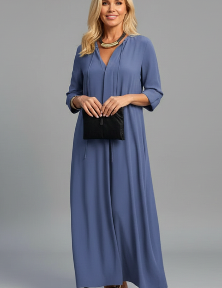Eleanor Stratford | Elegant Maxi Dress With Tie Neck For Women