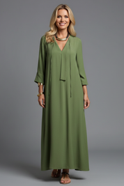 Eleanor Stratford | Elegant Maxi Dress With Tie Neck For Women