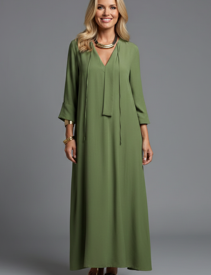 Eleanor Stratford | Elegant Maxi Dress With Tie Neck For Women