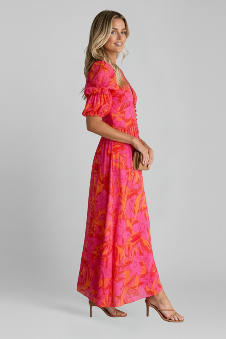 Delphine Sorrento | Tropical Print Maxi Dress For Women