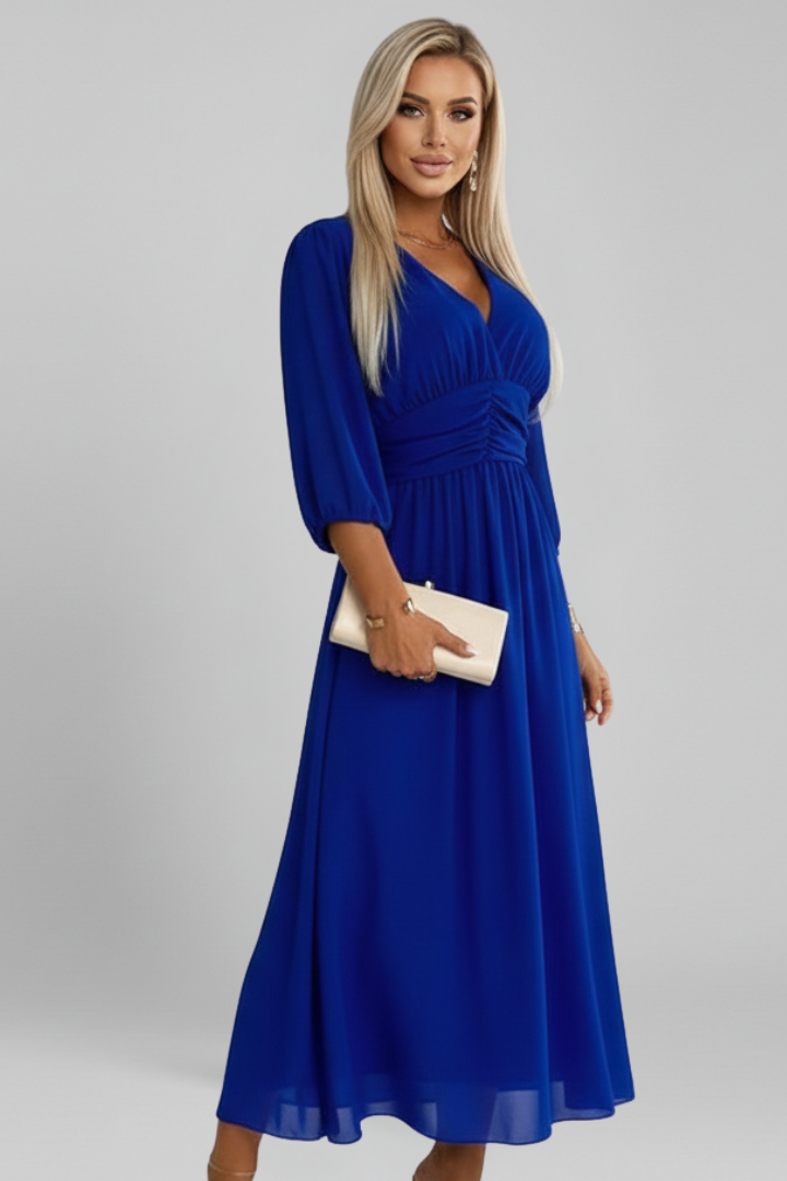 Gwendolyn Ashcroft | V-Neck Ruched Waist Midi Dress For Women