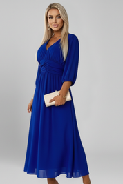 Gwendolyn Ashcroft | V-Neck Ruched Waist Midi Dress For Women
