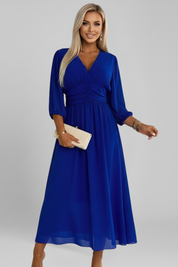 Gwendolyn Ashcroft | V-Neck Ruched Waist Midi Dress For Women