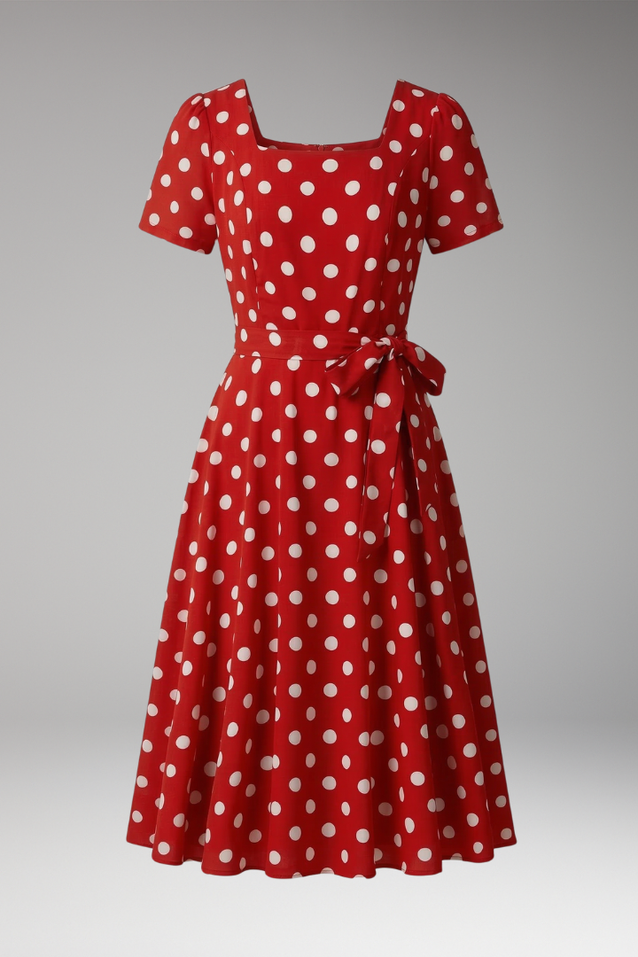 Miriam Hollingsworth | Red Polka Dot Midi Dress For Women