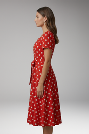 Miriam Hollingsworth | Red Polka Dot Midi Dress For Women