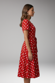 Miriam Hollingsworth | Red Polka Dot Midi Dress For Women