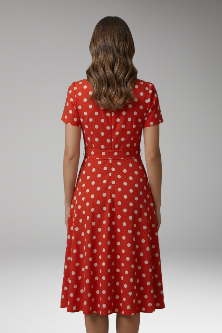Miriam Hollingsworth | Red Polka Dot Midi Dress For Women