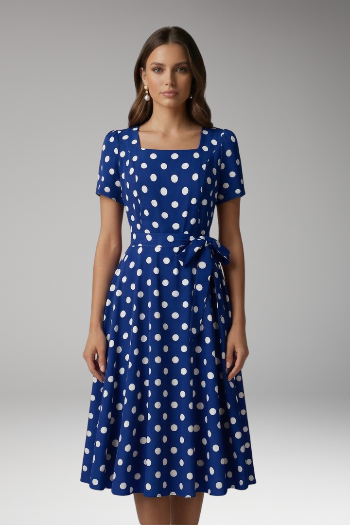 Miriam Hollingsworth | Red Polka Dot Midi Dress For Women
