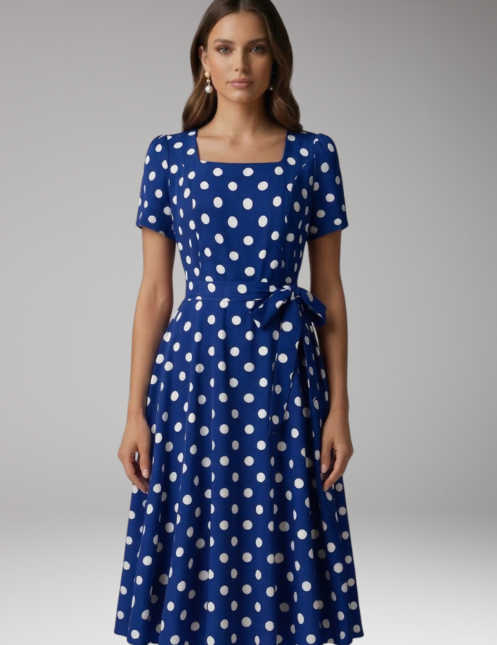 Miriam Hollingsworth | Red Polka Dot Midi Dress For Women