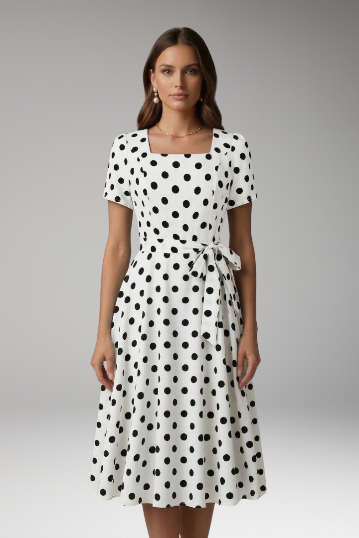 Miriam Hollingsworth | Red Polka Dot Midi Dress For Women