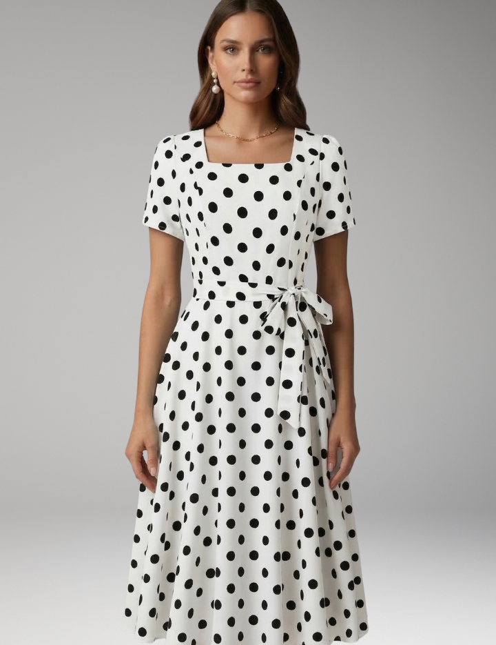 Miriam Hollingsworth | Red Polka Dot Midi Dress For Women
