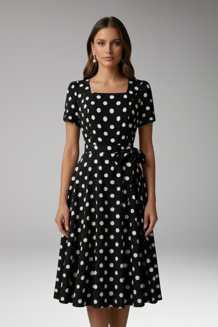 Miriam Hollingsworth | Red Polka Dot Midi Dress For Women