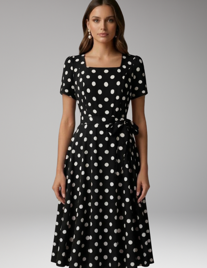 Miriam Hollingsworth | Red Polka Dot Midi Dress For Women