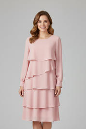 Isabelle Fontaine | Long Sleeve Tiered Midi Dress For Women