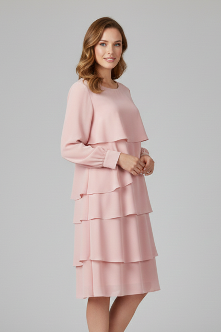 Isabelle Fontaine | Long Sleeve Tiered Midi Dress For Women