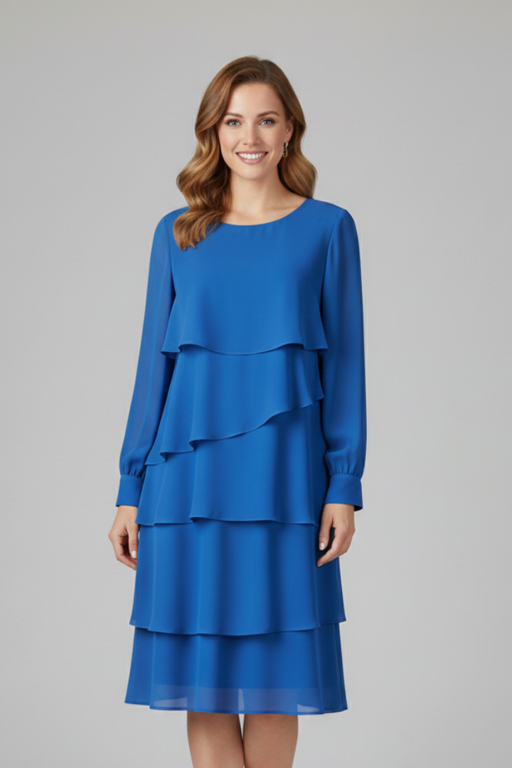 Isabelle Fontaine | Long Sleeve Tiered Midi Dress For Women