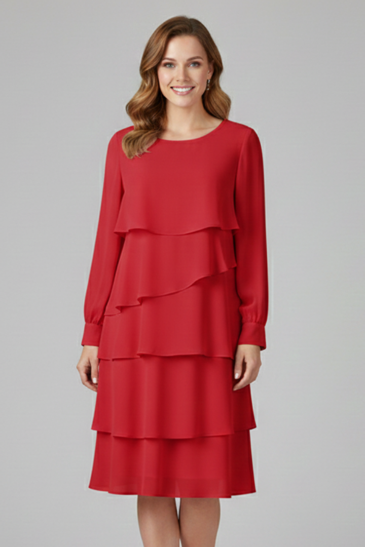 Isabelle Fontaine | Long Sleeve Tiered Midi Dress For Women