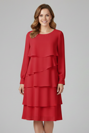 Isabelle Fontaine | Long Sleeve Tiered Midi Dress For Women