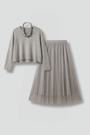 Adelaide Tremaine | Knit & Tulle Midi Two-Piece Set For Women